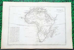 XVIII ème - l'Afrique - Belle Carte de 42 x 28,3 cm par Rigobert Bonne de 1787 - Picture 1 of 1