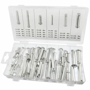60pc Clevis Pin / Tillertine / Fork / Jaw Pin Assortment Set 5mm - 12mm AST48 - Picture 1 of 1