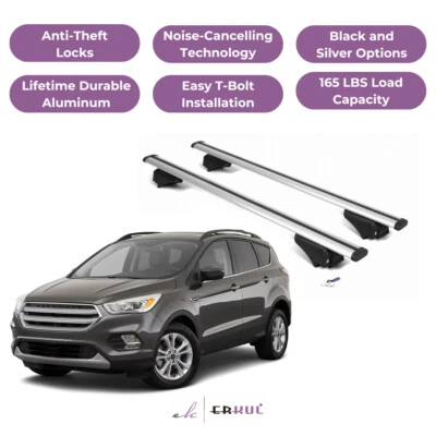 ERKUL Roof Rack Cross Bars for Ford Escape 2013-2019 for Raised Rails - Silver - Image 1 of 4