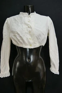Gr.40 Dirndlbluse weiß Bluse für Dirndl Leinen mit Spitze B11701 - Bild 1 von 4