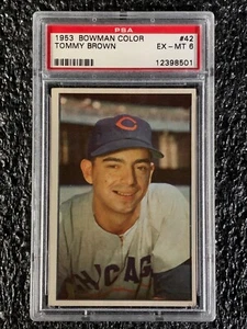 1953 Bowman Color Baseball #42 Tommy Brown PSA 6 - Picture 1 of 2