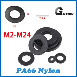 M2 M2.5 M3 M4 M5~M24 Nylon Flat Washer Plastic Insulated Washer for Screw & Bolt - Picture 1 of 5