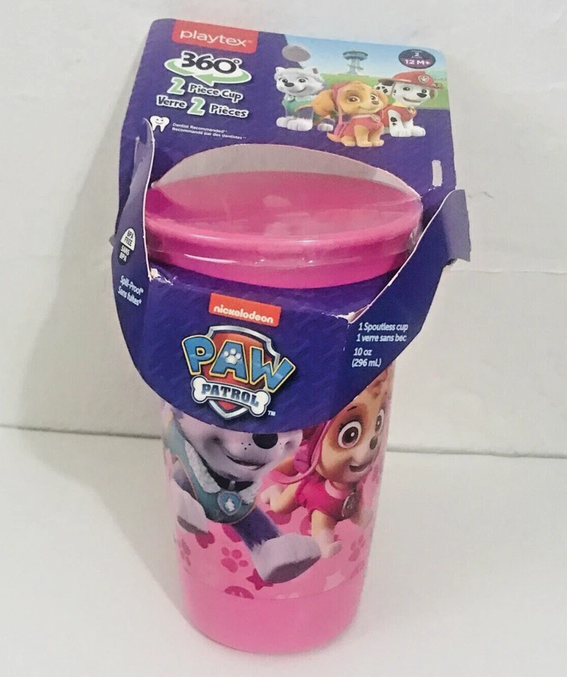 Playtex 360 Degree Spoutless Cup, Paw Patrol, Pink, Stage 2, 10 oz  12m+ New - Image 1 of 4