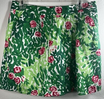 Falda plisada de algodón floral rosa verde Lilly Pulitzer 10 bolsillos forrados Foto 1 de 4