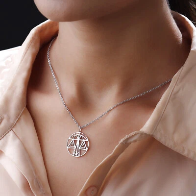 Collar colgante con signo de estrella del zodiaco Libra en plata de ley maciza 925 de 7,5 gramos Foto 1 de 4