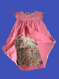 MINI BODEN GIRLS PINK CORDUROY DRESS SIZE 6/7 Floral Lining Short Sleeve - Picture 1 of 12