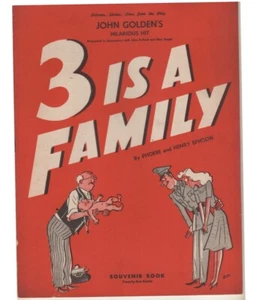 Programa de recuerdos firmado por Una Merkel "3 Is A Family" 1944 Broadway Ruth Weston - Imagen 1 de 5