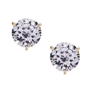 NWT Kate Spade brilliant statements tri-prong Round Stud Earrings Clear Gold - Picture 1 of 5