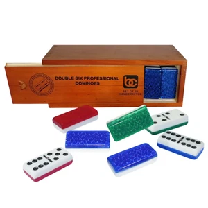 BC (Bene Casa) Double Six Professional Dominoes Set, 28 Blue Hand Crafted Tiles - Picture 1 of 5