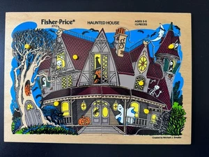 Vintage 1984 Fisher Price Wooden Halloween Haunted House Puzzle 13 Pieces 2712 - Picture 1 of 2