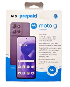 Teléfono prepago AT&T Motorola Moto G Power 5G 2025 6,8" HD+/128 GB/50 MP gris pizarra🆕 - Imagen 1 de 11