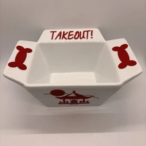 Piatto cane mercato mondiale ristorante cinese ossa take out rosso bianco simpatico divertimento - Foto 1 di 13