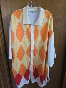 Silversilk Luxe Hemd Herren Large Geometrisch Strick Wanderanzug Oberteil Kunst - Bild 1 von 6