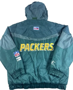 Vintage Green Bay Packers Logo Athletics Pro Line gefütterte Jacke mit Kapuze Gr. Large - Bild 1 von 10