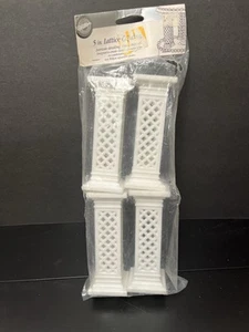 Wilton 5" hoch weiß Gitter Säulen Kuchen Dekoration Stützen NEU 4er Set Neu aus altem Lagerbestand - Bild 1 von 7