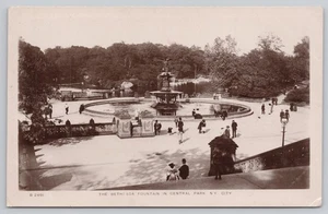 Vintage Real Photo Postcard Bethesda Fountain Central Park NYC - Picture 1 of 2