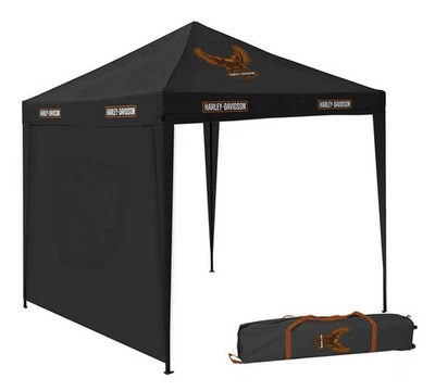 Harley-Davidson Bar & Shield Eagle Outdoor Canopy w/ Steel Tube Frame, Black - Image 1 of 3