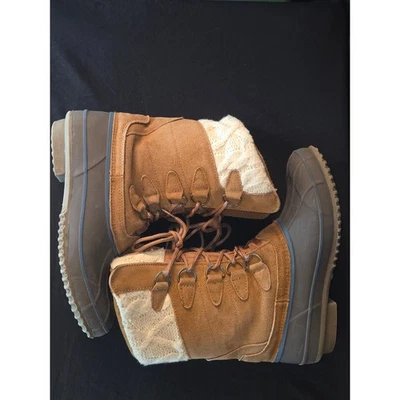 Khombu Women's Cozy Boots Size 9M Tan Brown Knit Cuff Winter Snow Boots - Image 1 of 4