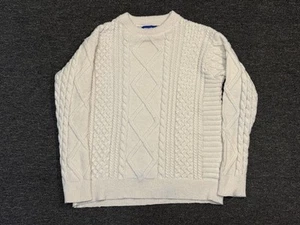 Suéter Aelfric Eden Para Hombre L Marfil Tejido con Cable Cuello Redondo - Imagen 1 de 6