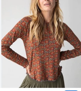 Natural Life Lily 100% Cotton Tee Shirt Wildflower Floral Knit Top Size Large L - Picture 1 of 8