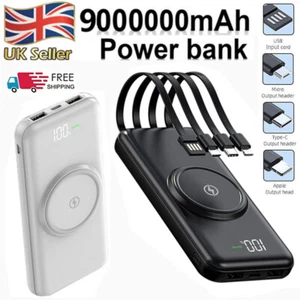 Portable Power Bank 9000000mAh Wireless Fast Charger Battery Pack For Phone UK - Picture 1 of 14