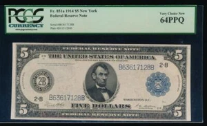 AC Fr 851a 1914 $5 New York FRN PCGS 64 PPQ - Picture 1 of 2