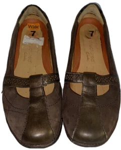 Clarks Unstructured 85157 Brown Leather Bicycle Toe Mary Jane Flat Women's US 7W - Picture 1 of 5
