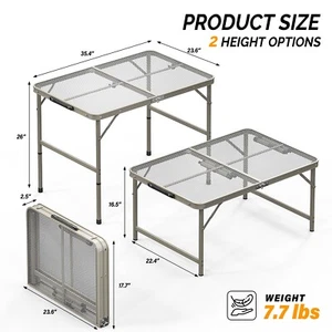New Camping Table 3 ft Folding Grill Table with Mesh Desktop Portable Aluminum - Picture 1 of 15