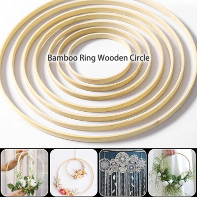 10x Bamboo Circle Hoops Craft Floral Wreath Macrame Rings For DIY Dream Catcher - Image 1 of 4