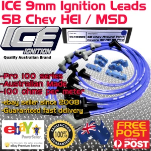 ICE PRO 100 9mm Spark Plug Leads V8 SB CHEV 327 350 Around R/Cover HEI + Mounts - Picture 1 of 8