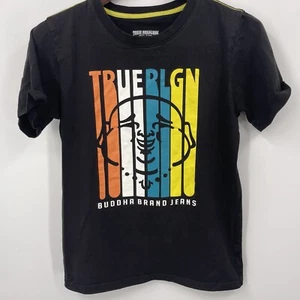 True Religion Shirt Youth XL Logo Short Sleeve Black T-Shirt Buddha Boys y2k 90s - Picture 1 of 9