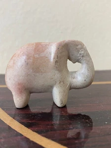 Vintage Abstract Sculpture Hand Carved Stone Marble Small Elephan  1"x1.5" Decor - Picture 1 of 5