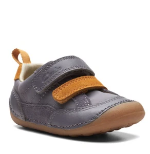 BOYS CLARKS GREY PRE WALKERS TINY FAWN - Picture 1 of 7