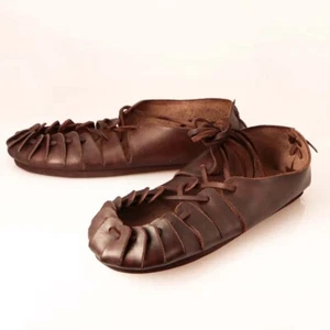 Typical Celtic Leather Shoes brown medieval shoes - Picture 1 of 4