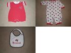 Infant/Baby Tampa Bay Buccaneers 6/9 Mo Lot of 3 - Rompers/Bib