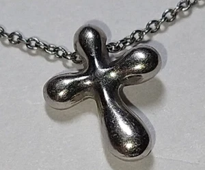 Solid platinum tiffany peretti cross pendant chain necklace 3.94 gms 16.5" pt950 - Picture 1 of 17