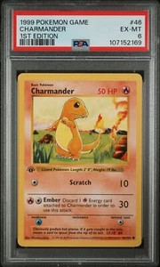 1st Edition PSA 6 Shadowless Chamander Base Set EX MT 46/102 1999 Pokémon - Picture 1 of 2