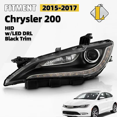 For 2015-2016 Chrysler 200 HID Headlight w/LED DRL w/Black Trim Driver Side - Image 1 of 2