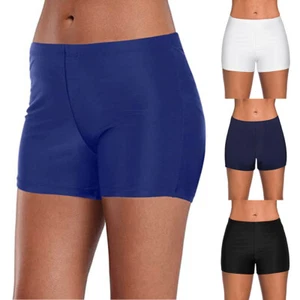 Women Beach High Waist Swim Shorts Bikini Bottom Tankini Shorts Swimwear• - Picture 1 of 19