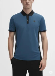 $119 Karl Lagerfeld Para Hombre Polo Azul Marino con Borde Negro Talla 2XL - Imagen 1 de 4