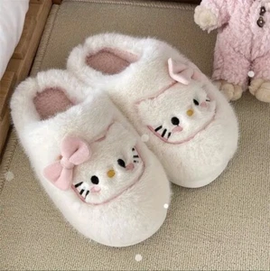 Sanrio Hello Kitty Cartoon Plush Slippers, Cute Cartoon Women Winter Warm Shoes, - Picture 1 of 6