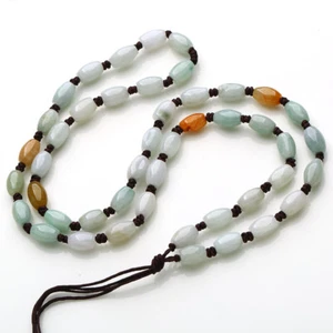 Natural jade pendant hanging rope Fine jadeite Bead string Hand-woven free - Picture 1 of 5