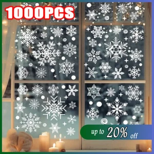 1000 Reusable Christmas Window Snowflakes Stickers Clings Decal Xmas Store Decor - Picture 1 of 18