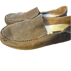 Olukai Women's 8 US Nubuck Brown Leather Slip On Loafers 8 M - Picture 1 of 7