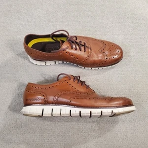 Cole Haan Zerogrand Wing Tip Oxford Shoes Mens 10.5 W Brown Leather Dress C14493 - Picture 1 of 10