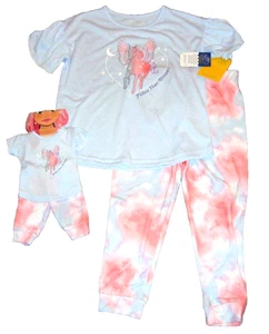 NWT Girls Size 8 Pajamas & Matching 18" Doll Pajamas Unicorn Theme (Saint Eve) - Picture 1 of 1