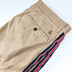 Pantalones chinos Polo Ralph Lauren para hombre 34x34 tostado caqui rojo azul blanco a rayas - Imagen 1 de 7