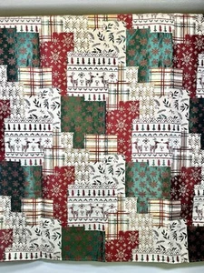 Patchwork Christmas Rectangle Tablecloth Shiny Fabric 60 x 84 Snowflake Reindeer - Picture 1 of 5