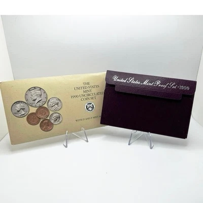 1990 U.S. Proof and Mint Set Bundle Original Mint Packaging Vintage Gift  - Image 1 of 4