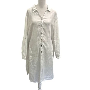 Match Point 100% Leinen Tunika Cover Up Kleid Top Langenlook weiß Gr. Large - Bild 1 von 9